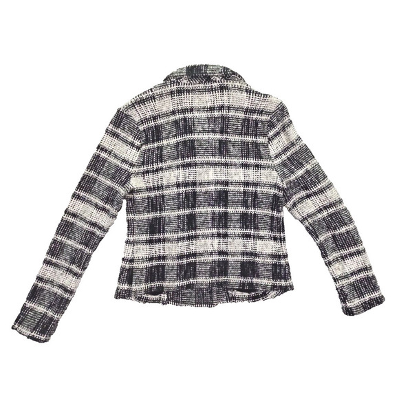 Lucky Brand Black Plaid Moto Knit Sweater Women's Size Medium Jacket Harper Y2K - Picture 2 of 16